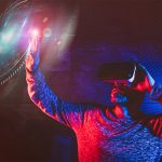 Technological concept men using virtual reality glasses